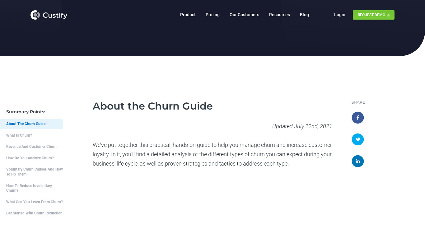 The Big Book of Churn Landing page