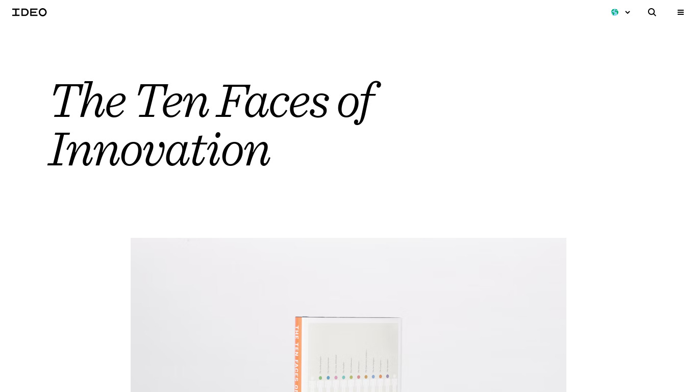 Ten Faces of Innovation Landing page