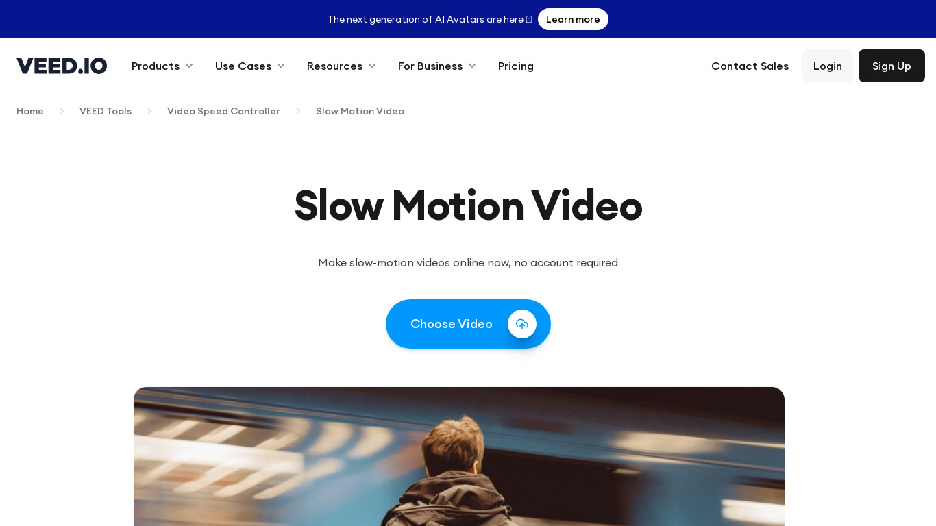 Slow Motion Video FX Landing page