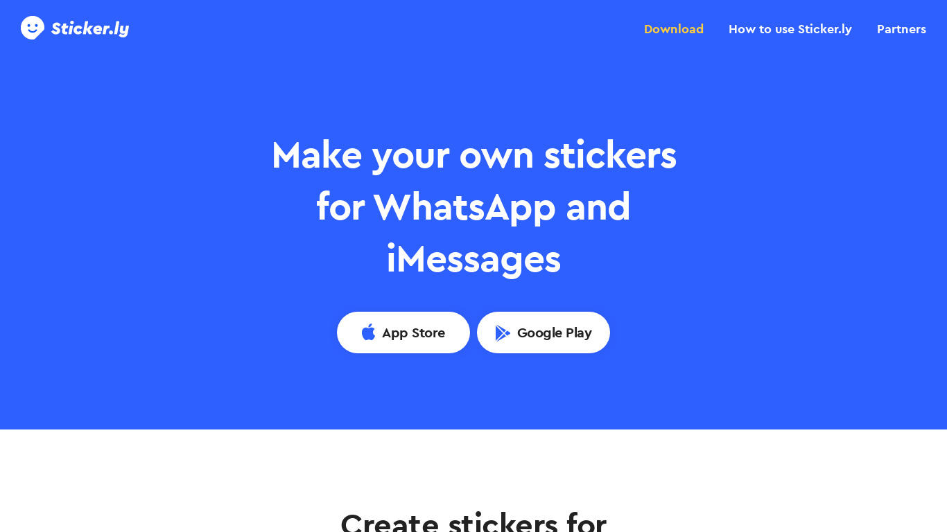 Sticker.ly Landing page