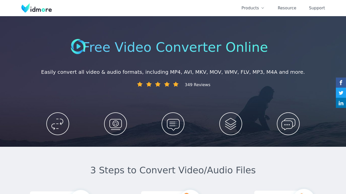 Vidmore Free Online Video Converter Landing page
