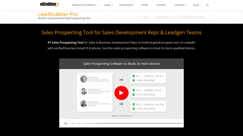 Sales Prospecting Tool Landing Page
