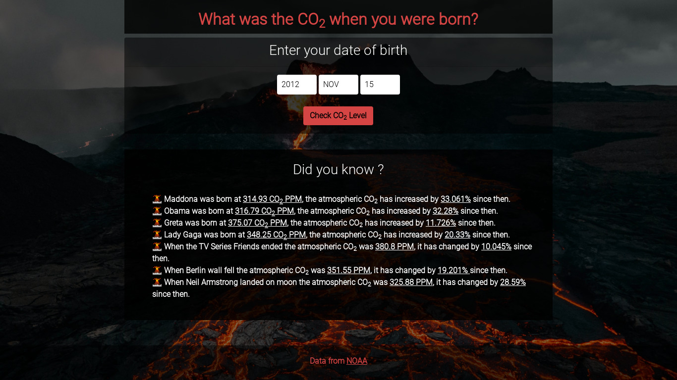 Born at X CO₂ Landing page