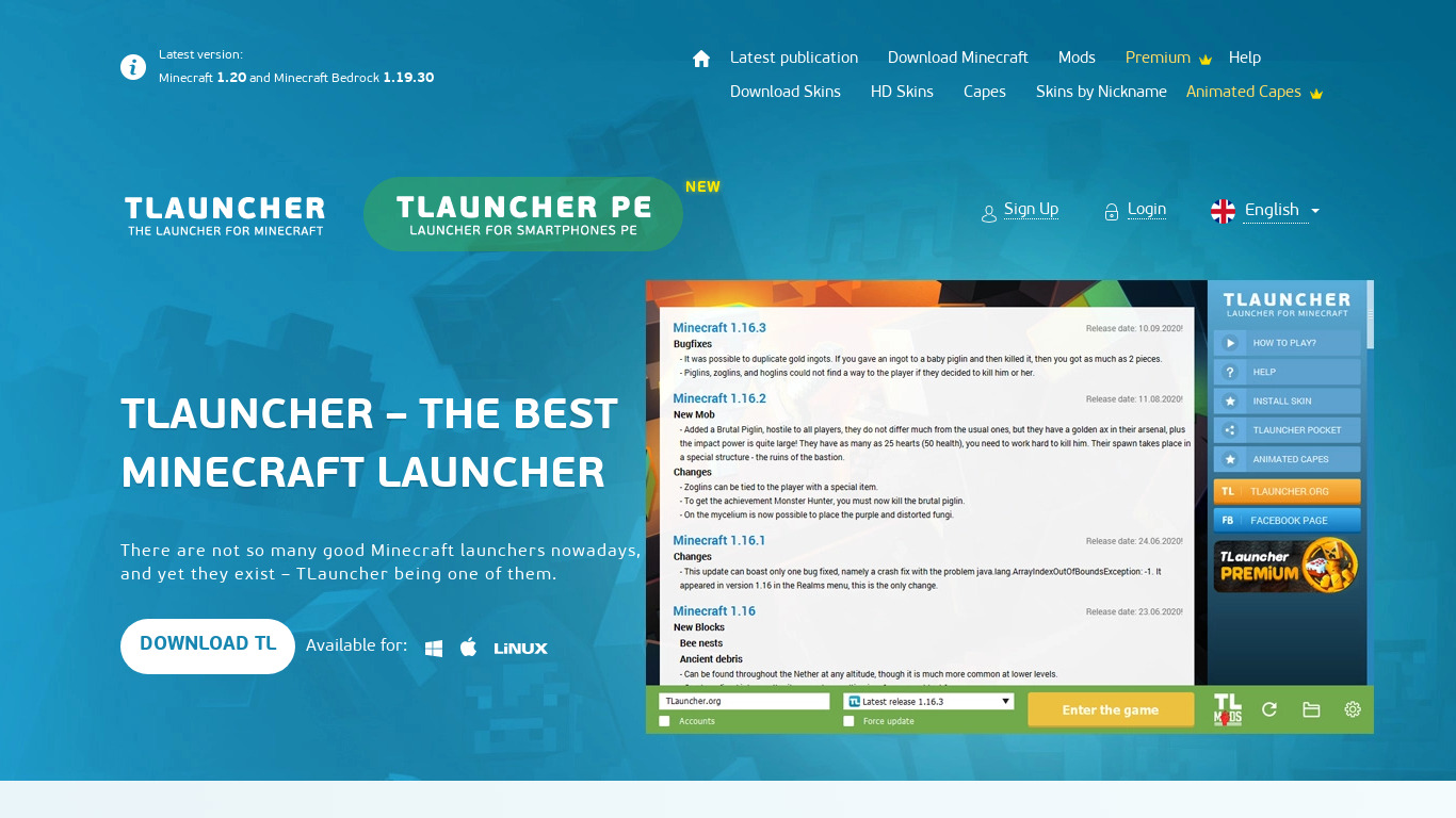 TLauncher Landing page
