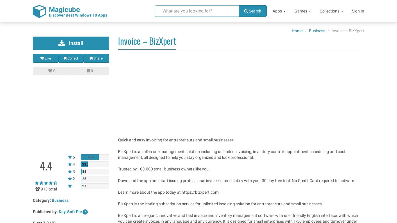 BizXpert Invoice Landing page