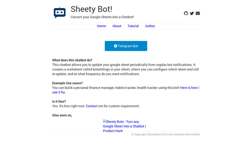 Sheety Bots Landing Page