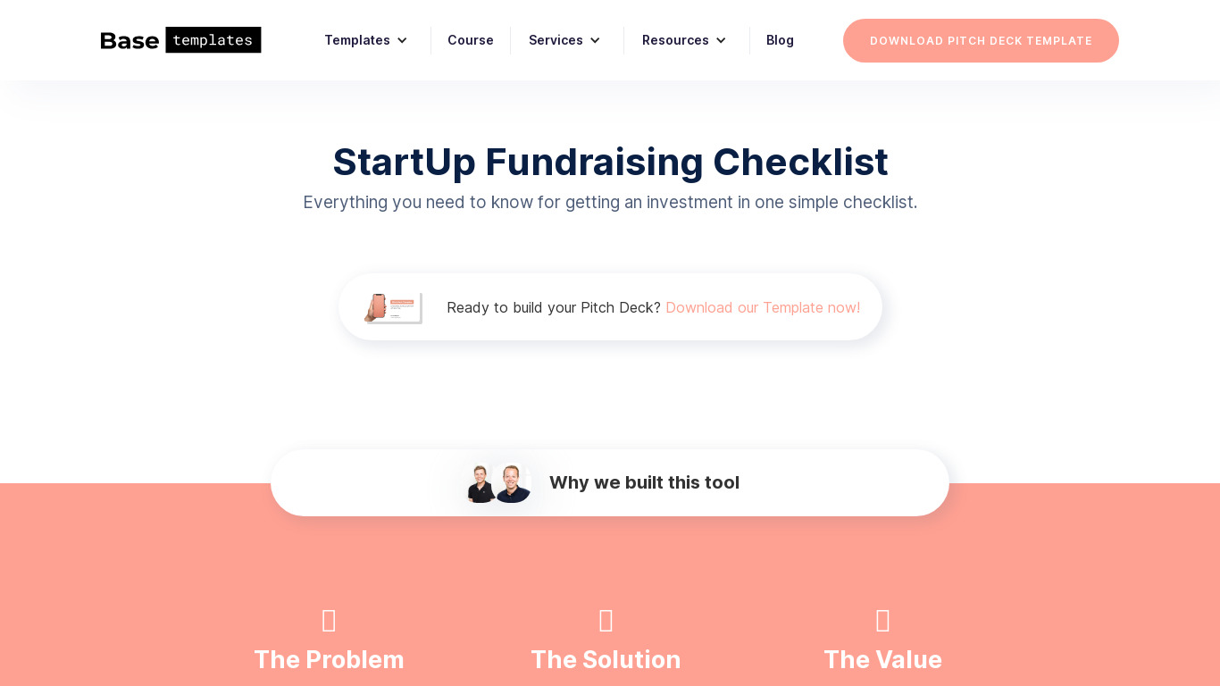 StartUp Fundraising Checklist Landing page