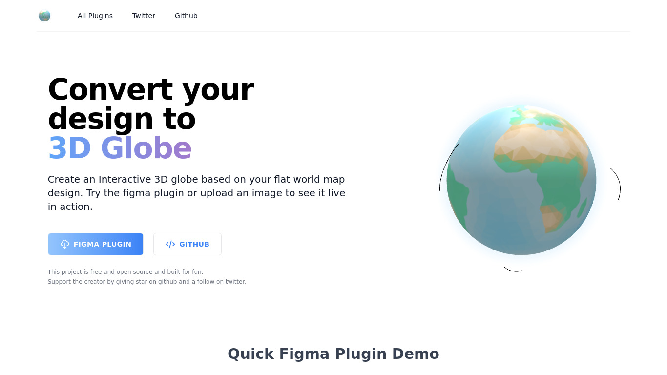 Globe 3D Landing page