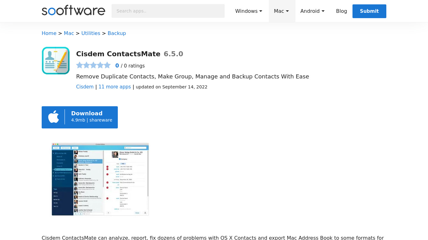 Cisdem ContactsMate 5.6.0 Landing page
