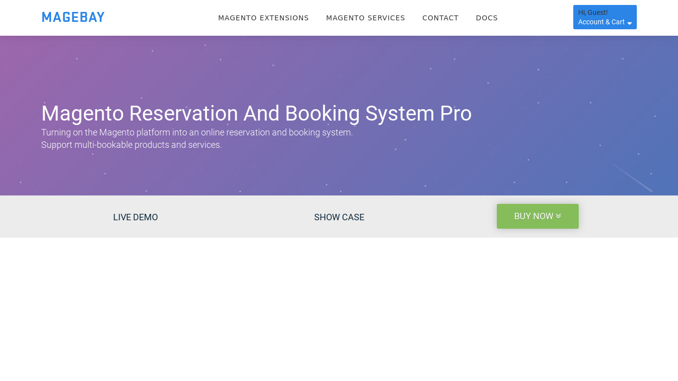 Hotel Booking - Magento Extension Landing page