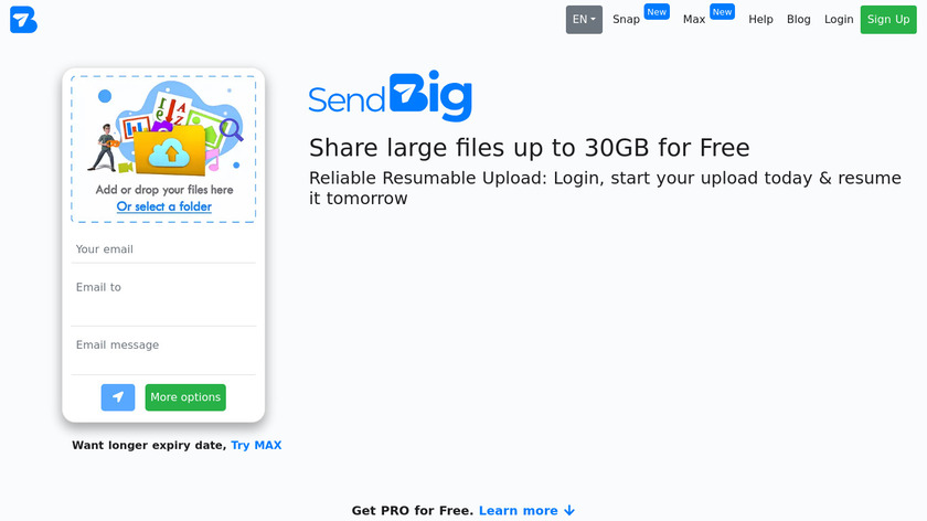 SendBig Landing Page