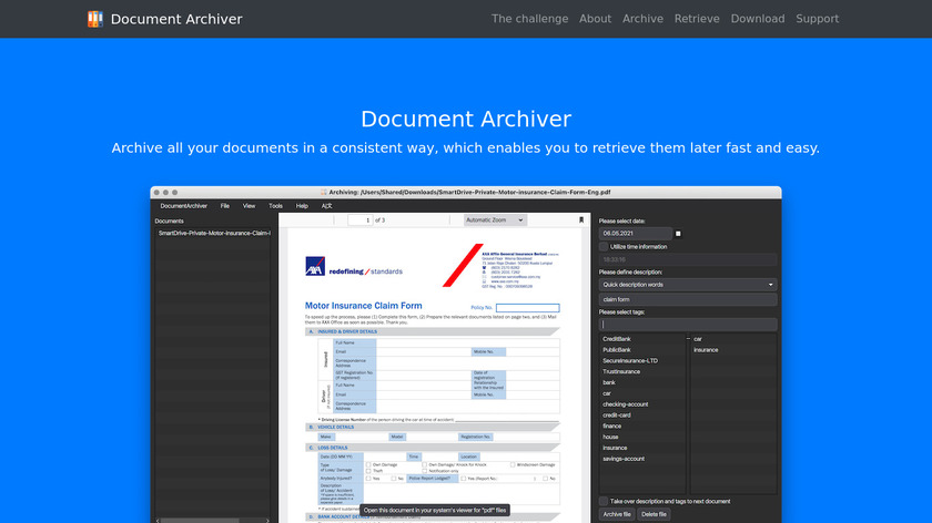 Document Archiver Landing Page