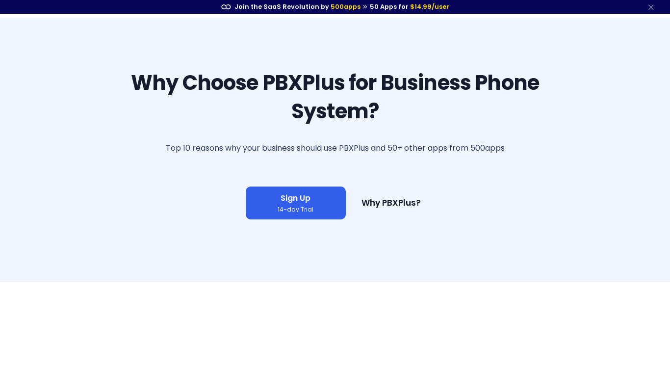 PBX Plus Landing page