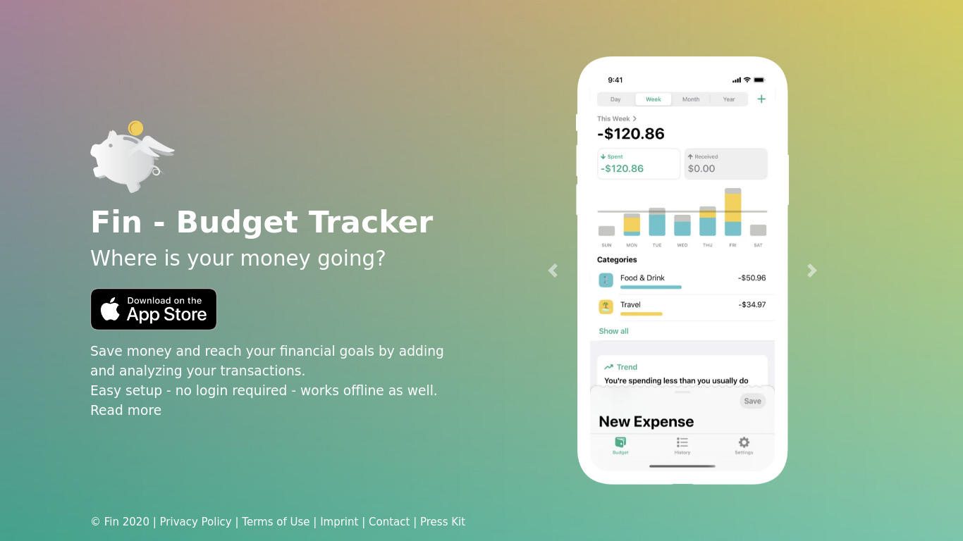Fin - Budget Tracker Landing page