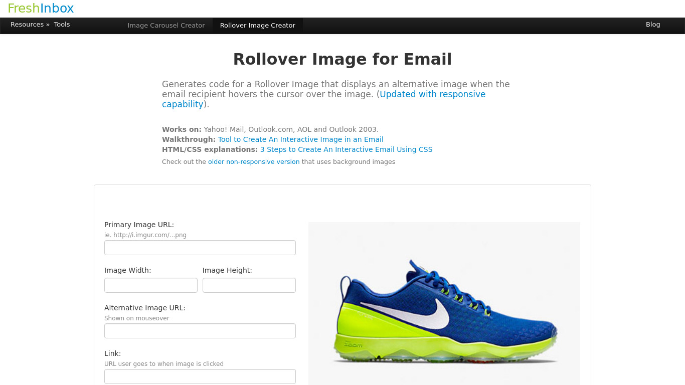 Rollover Landing page