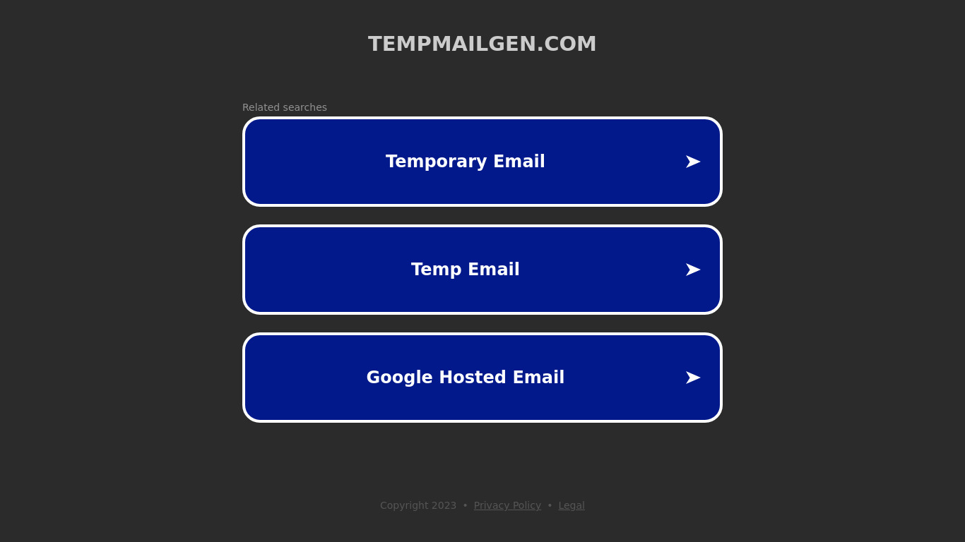 tempmailgen.com Landing page