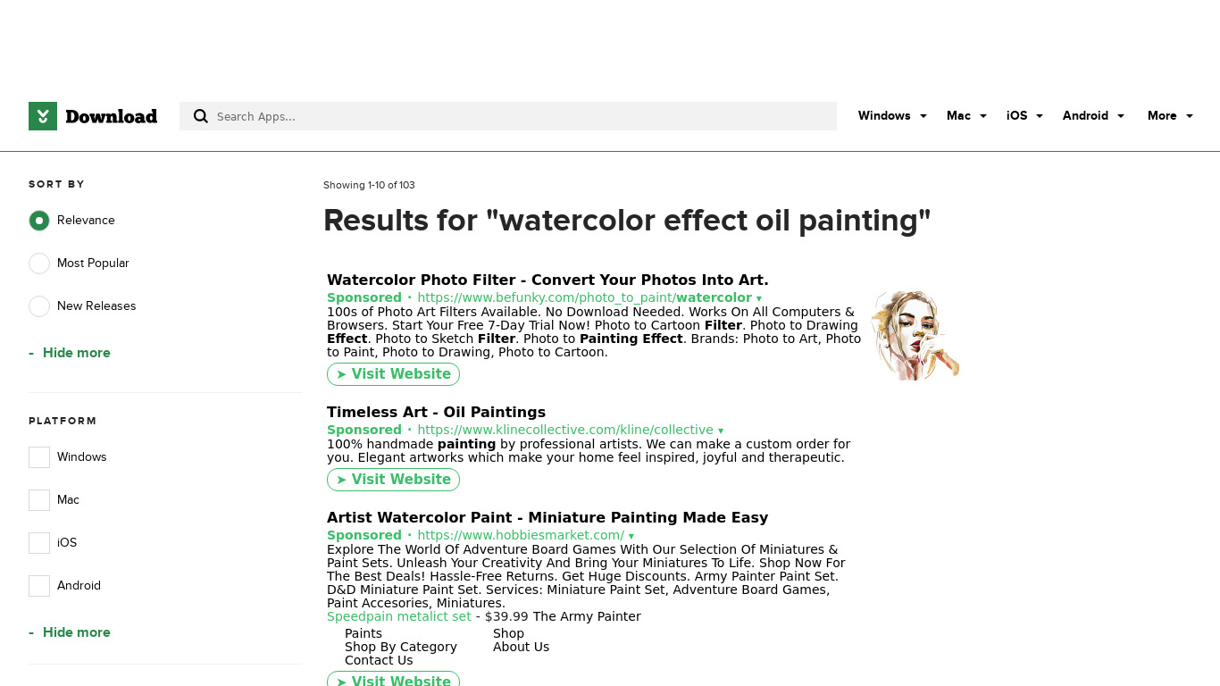Watercolor Effect Oil Painting Landing page