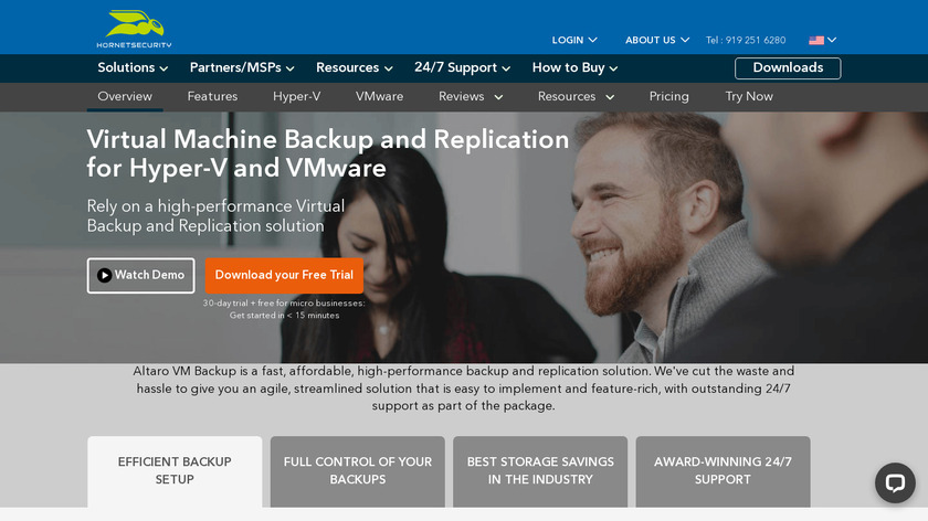 Altaro VM Backup Landing Page
