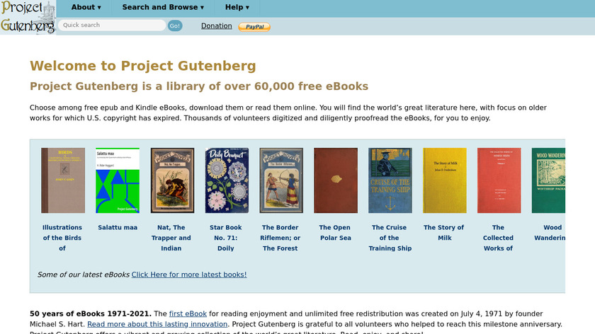 Gutenberg Books Landing Page