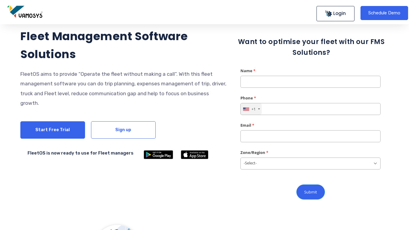 fleet management software Landing page