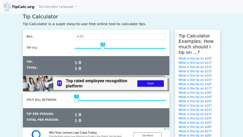 Tip Calculator Landing Page