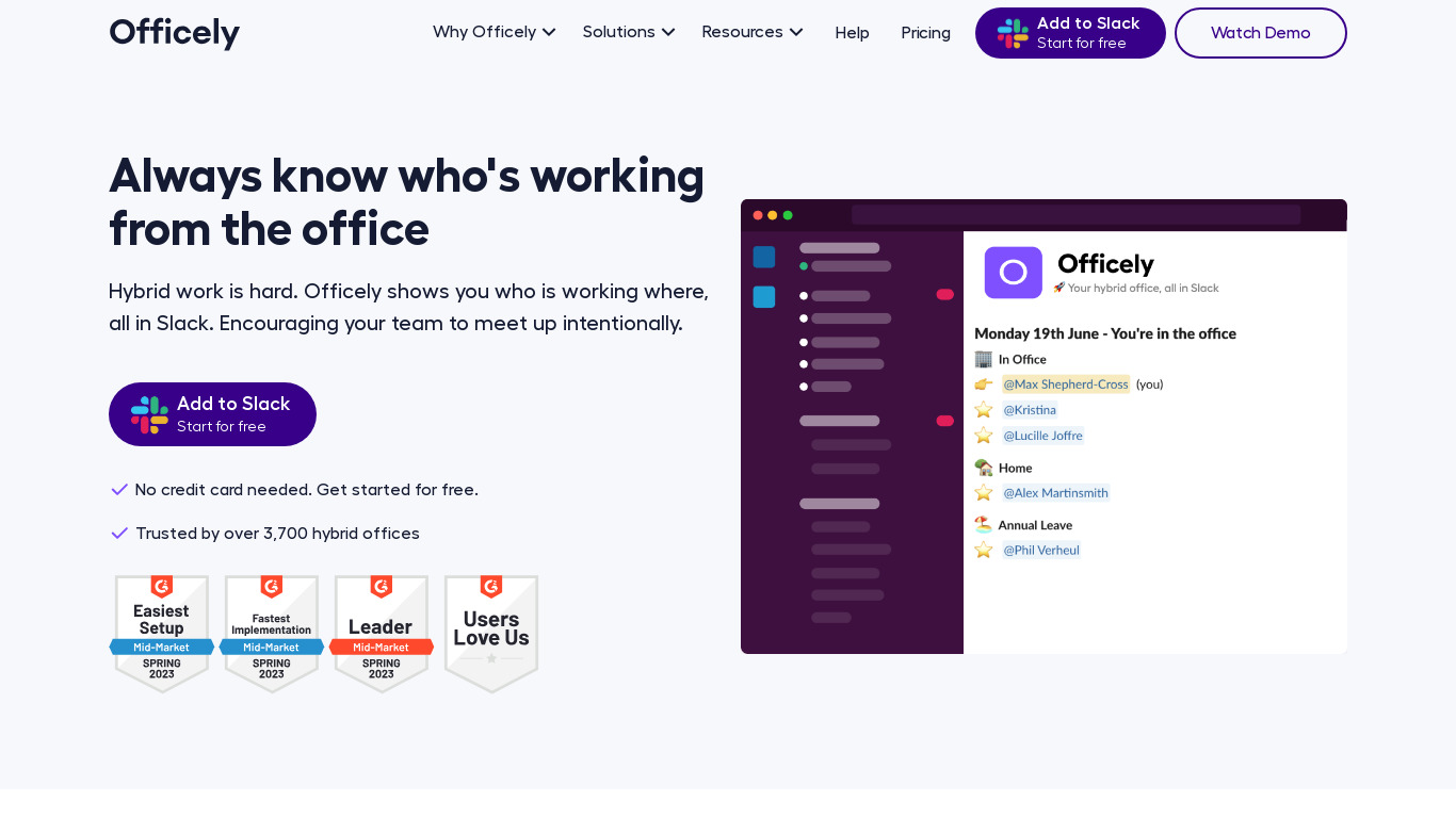 Officely Landing page