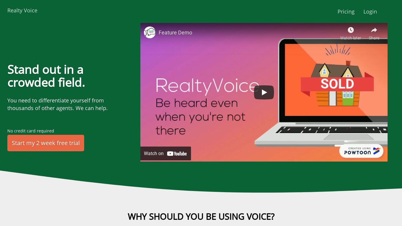 Realty Voice Landing page