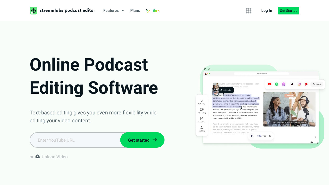 Online Podcast Editor Landing page