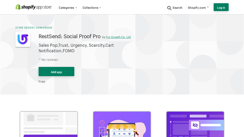 Popups Social Proof by RestSend Landing Page
