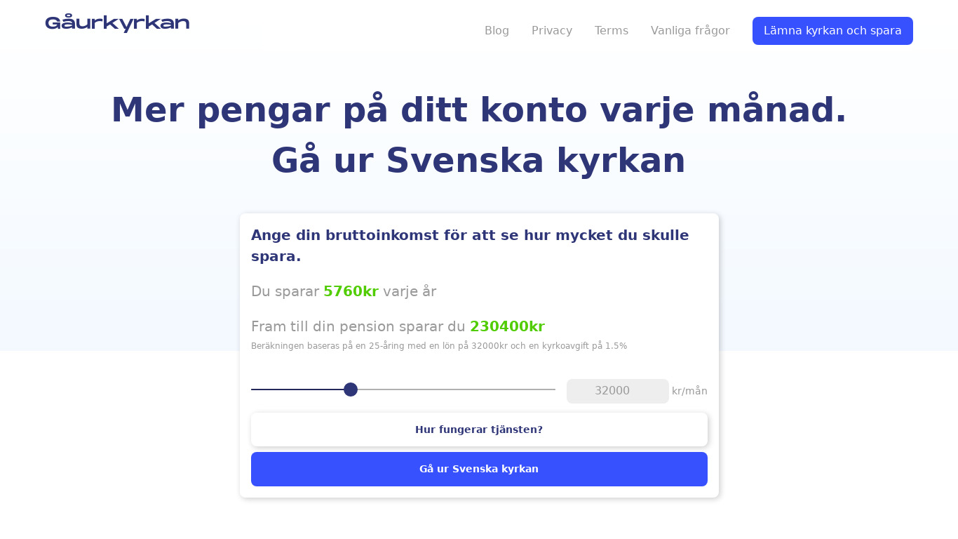 Gå ur Svenska Kyrkan Landing page