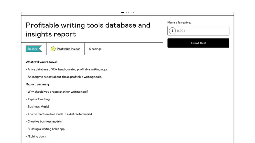 Profitable writing tools database Landing Page