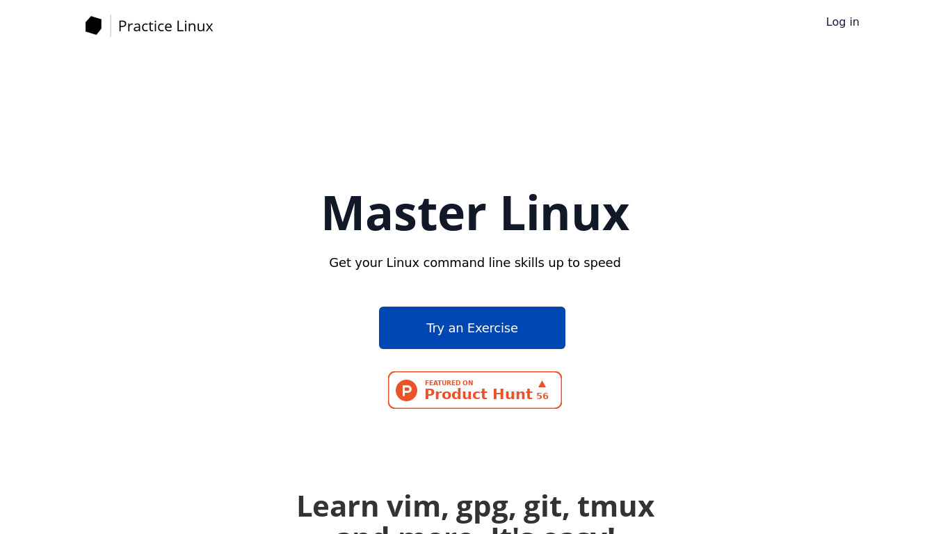 PracticeLinux Landing page
