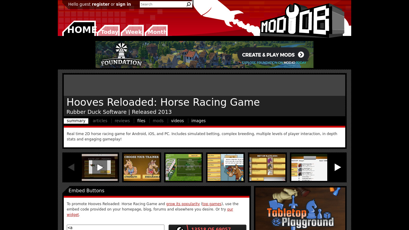 Hooves Reloaded: Horse Racing Game Landing page