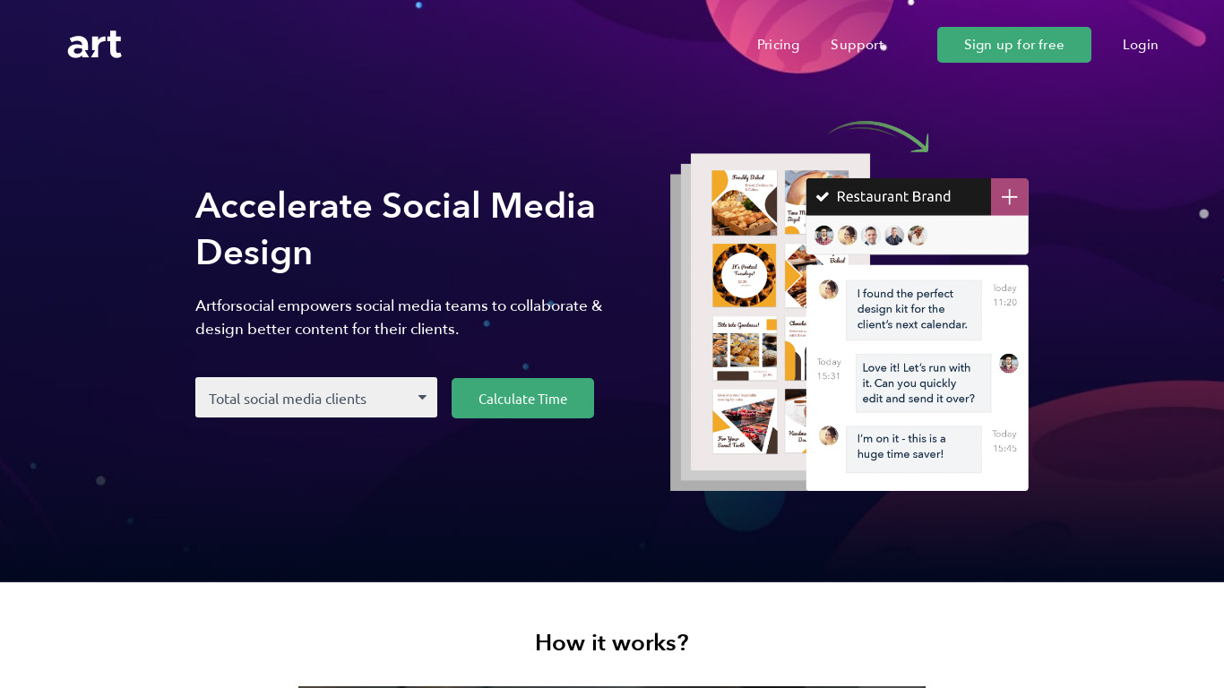 Artforsocial Landing page