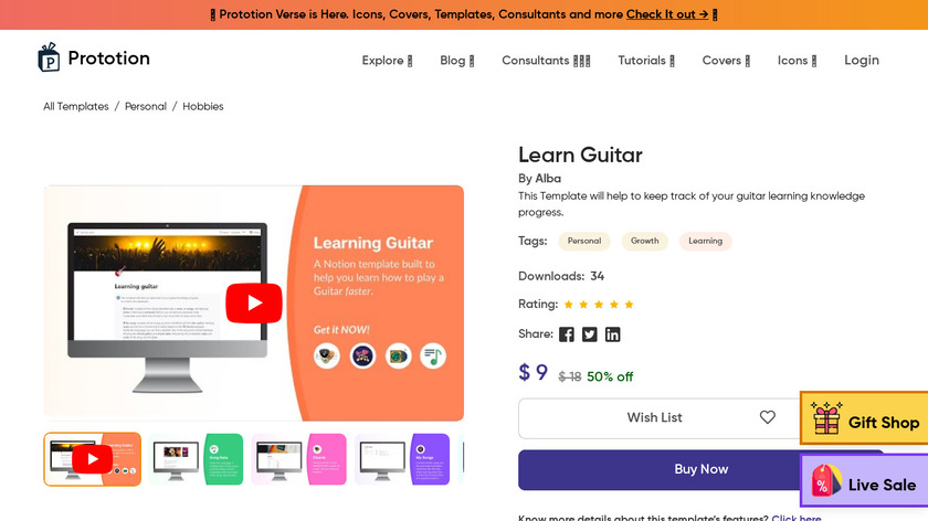 Notion Guitar Learning Landing Page