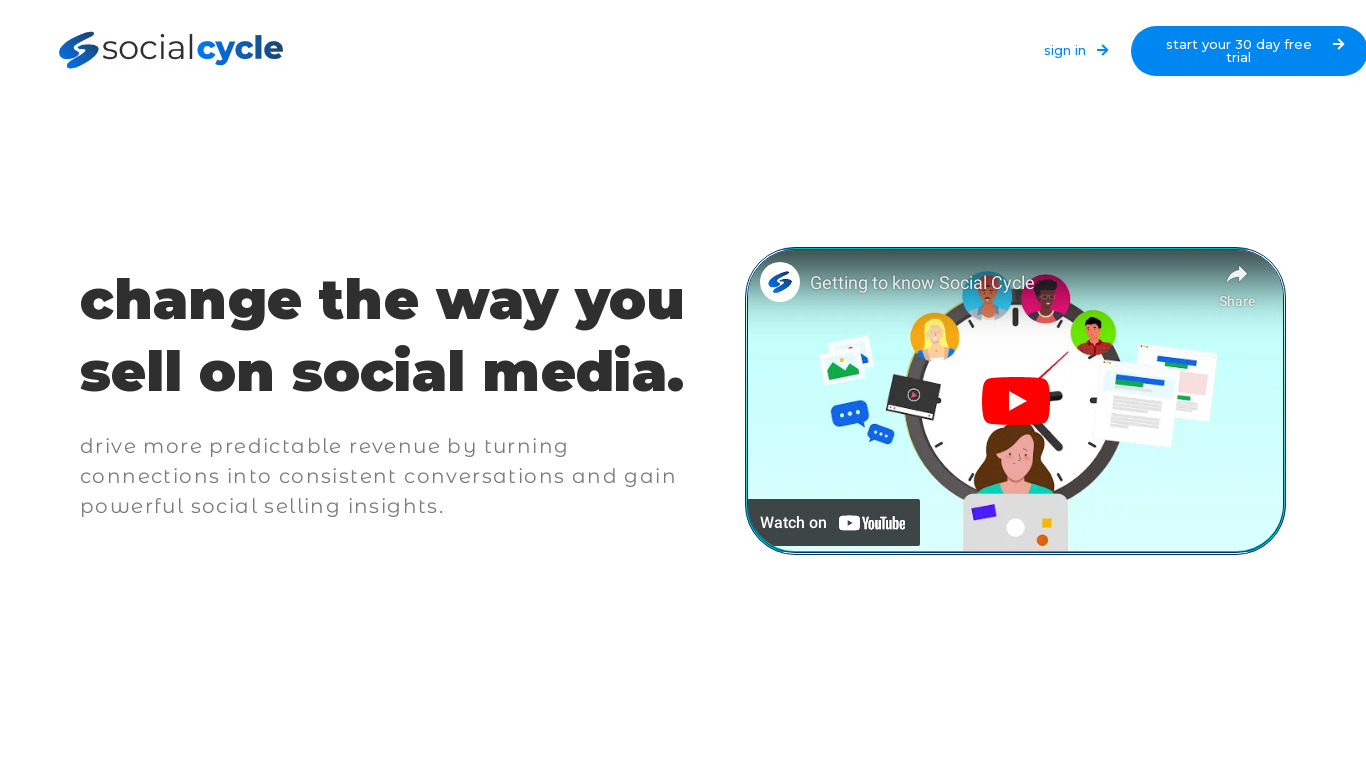 Social Cycle Landing page