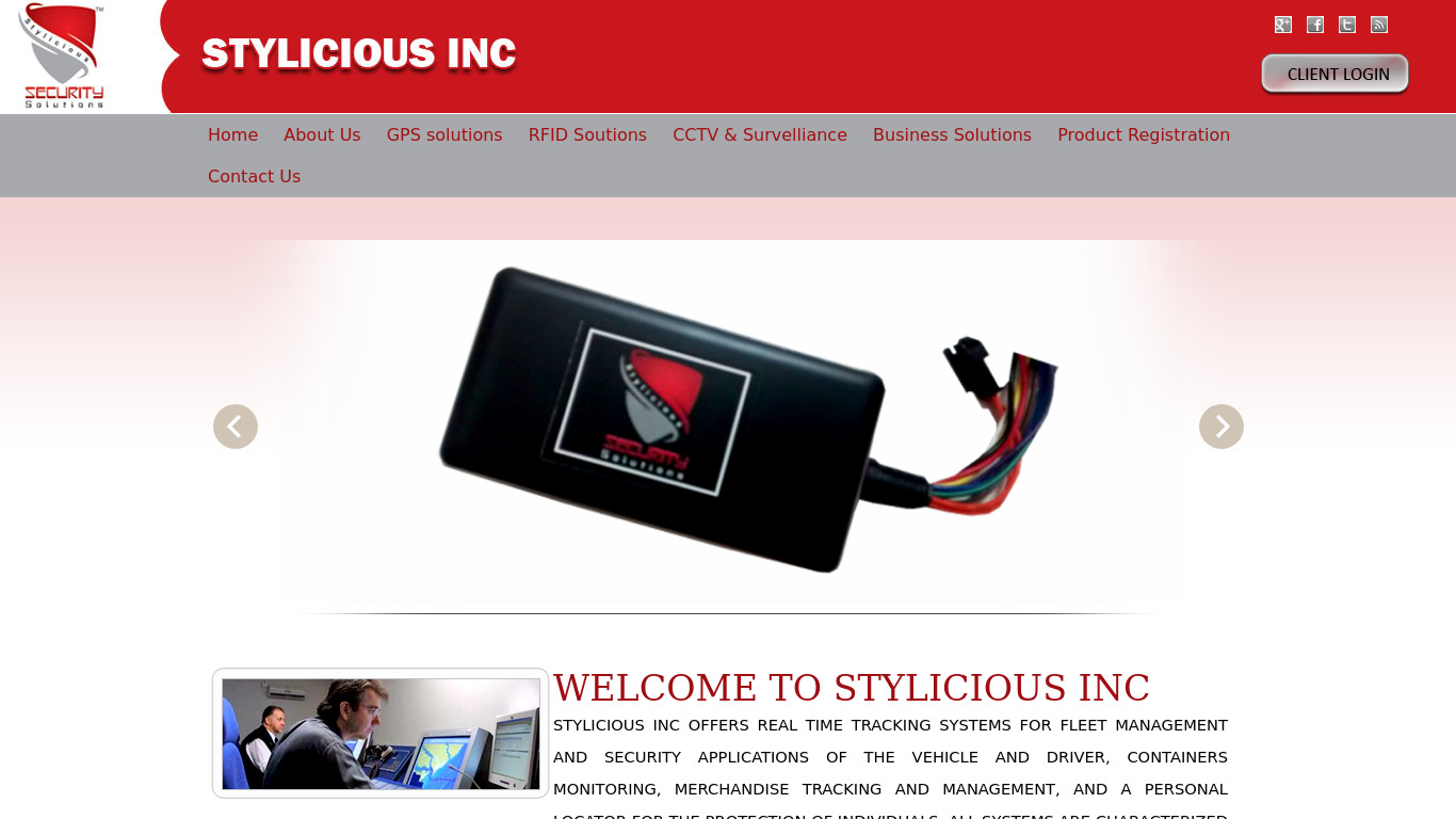 STYLICIOUS – Vehicle Tracking software Landing page
