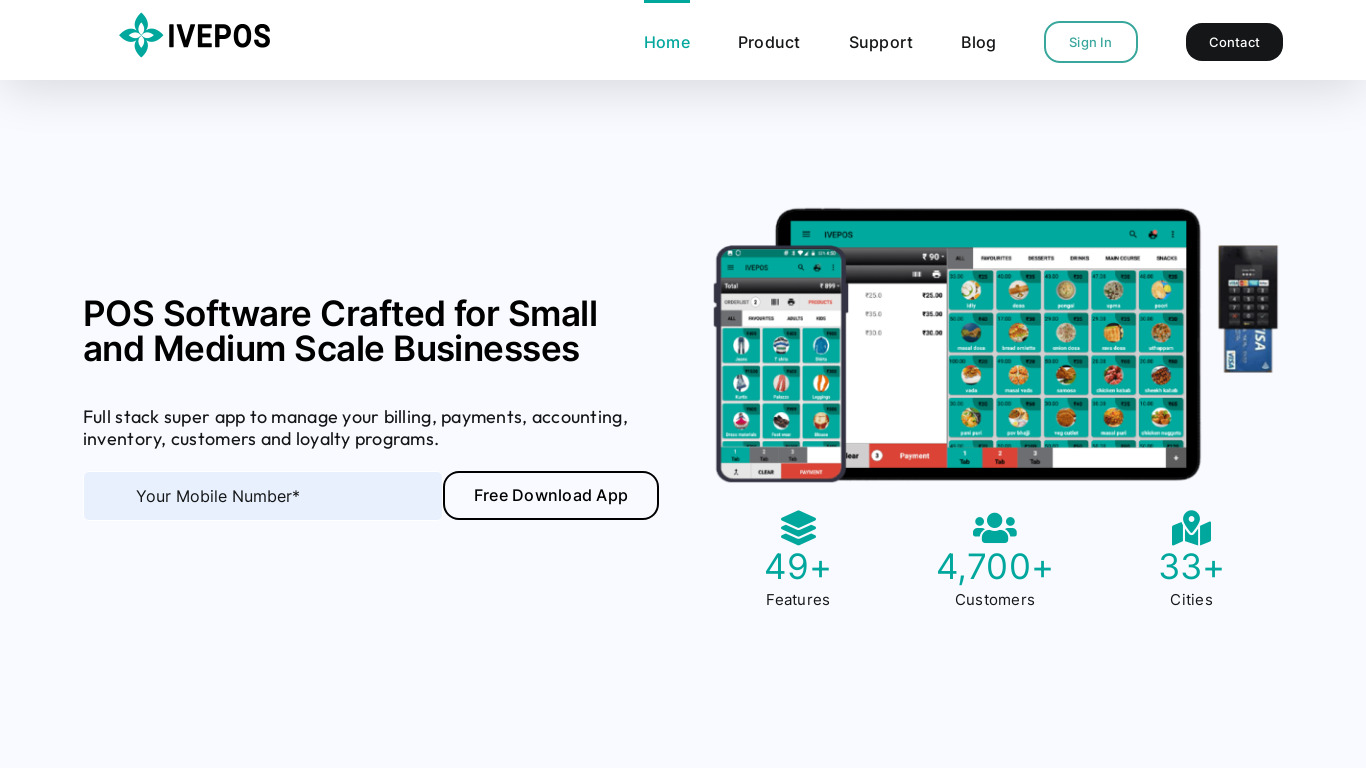 IVEPOS by Intuition Systems Landing page