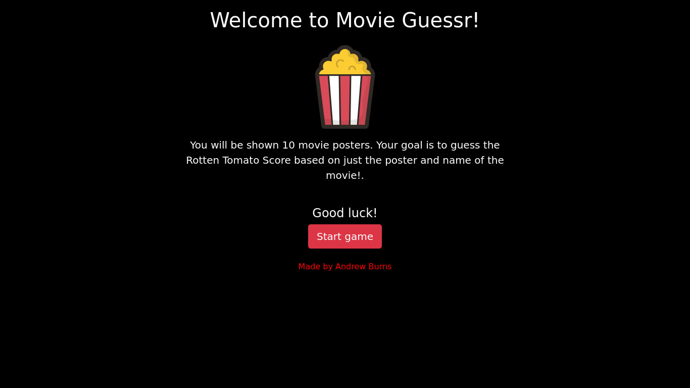 Movie Guessr Landing page