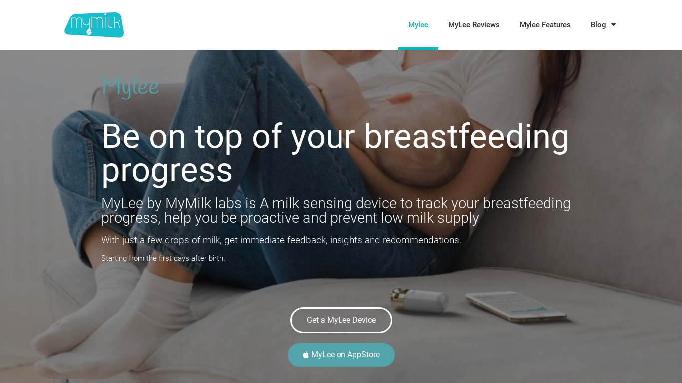 MyLee by MyMilk Labs Landing page