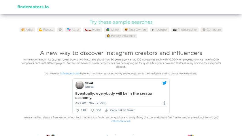 FindCreators.io Landing Page