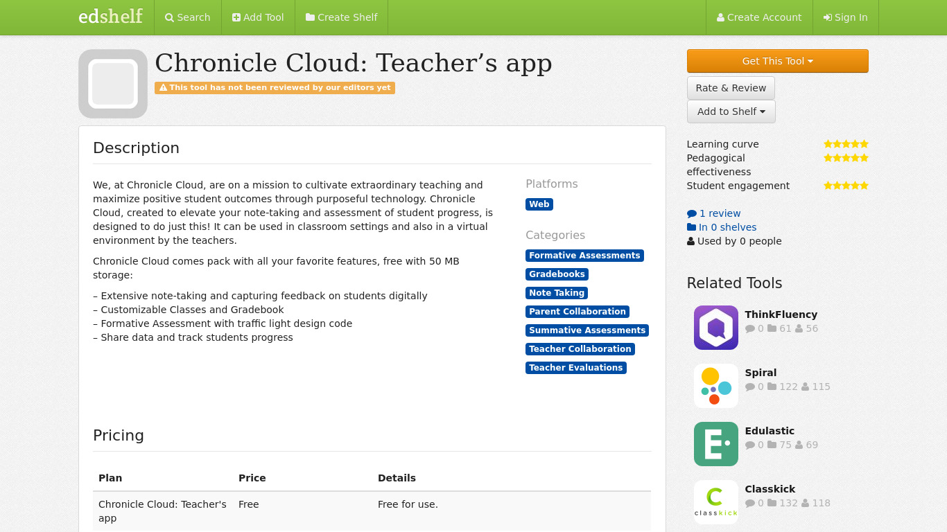 Chronicle Cloud: Parent's App Landing page