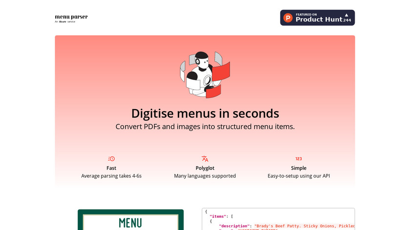 Menu Parser Landing Page