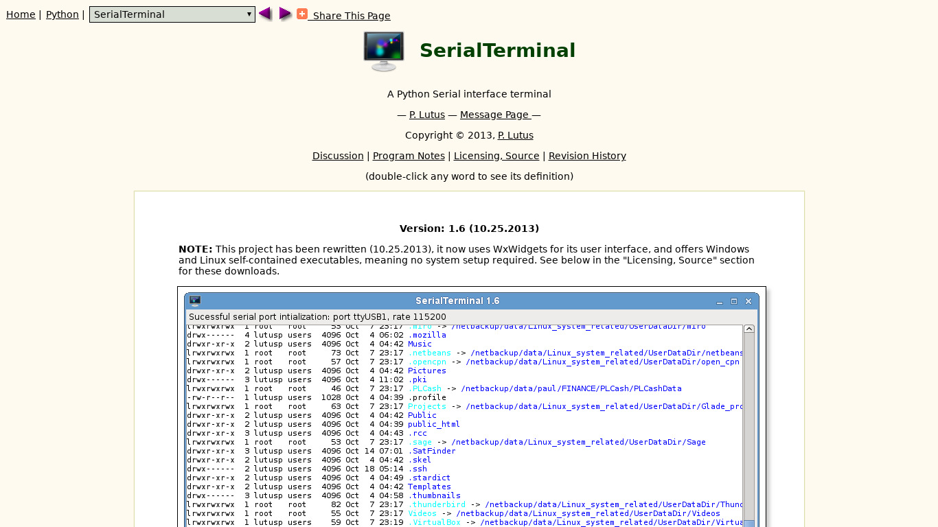 SerialTerminal.com Landing page