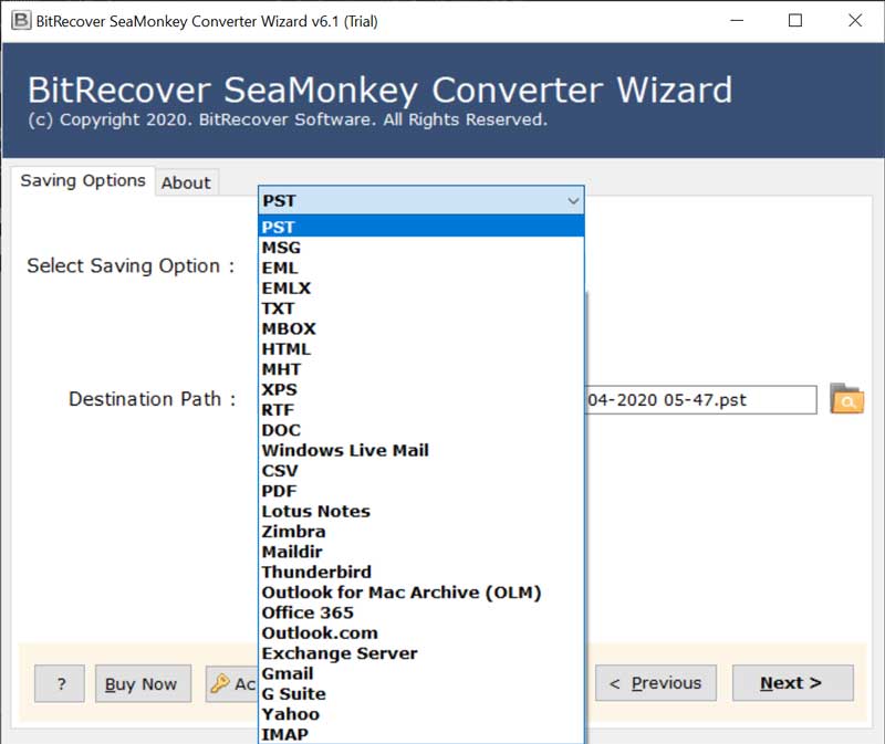 BitRecover Seamonkey Email Converter Landing page