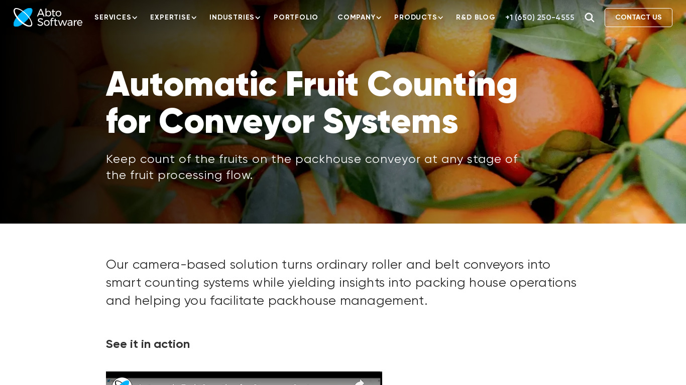Abto  Automatic Fruit Counting Landing page