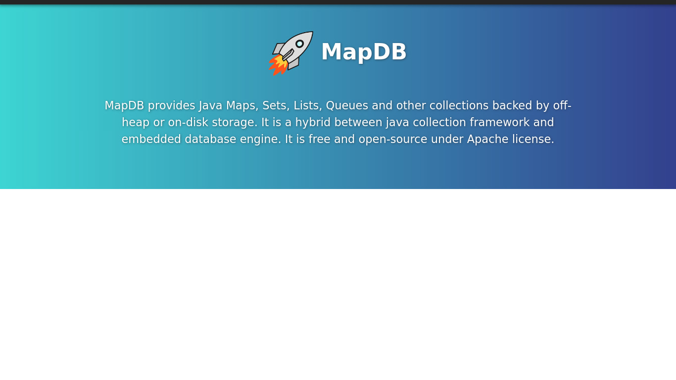 MapDB Landing page