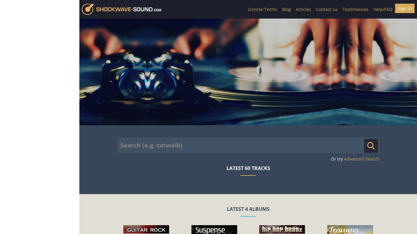 Shockwave-Sound.com Landing Page