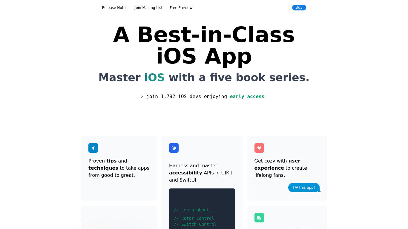 A Best-in-Class iOS App Landing page