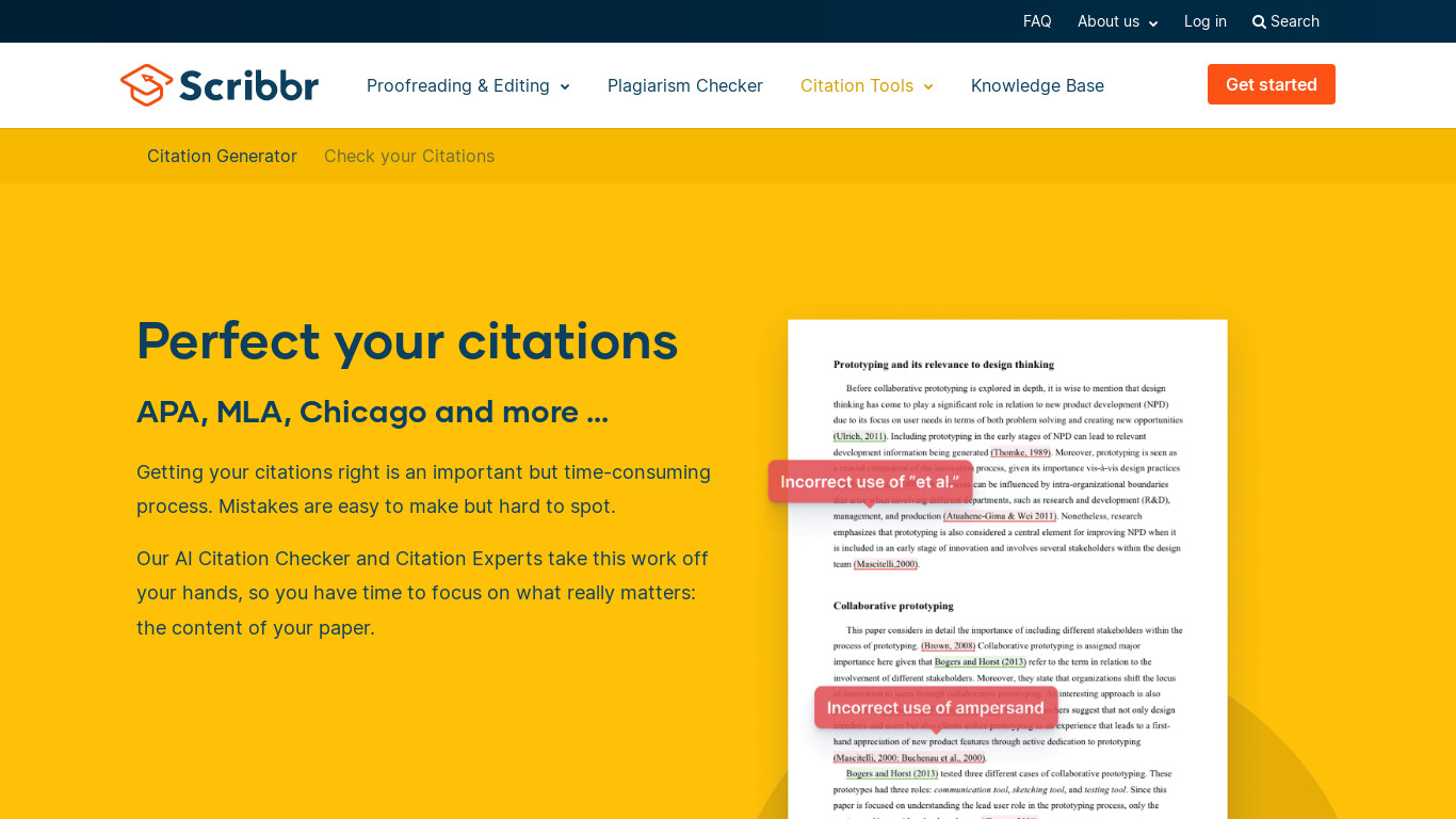 Scribbr Citation Checker Landing page